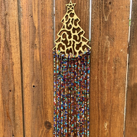 NEW! Multicolored Rainbow Beaded Bohemian Christmas Tree Sun Catcher Mobile - Picture 6 of 11